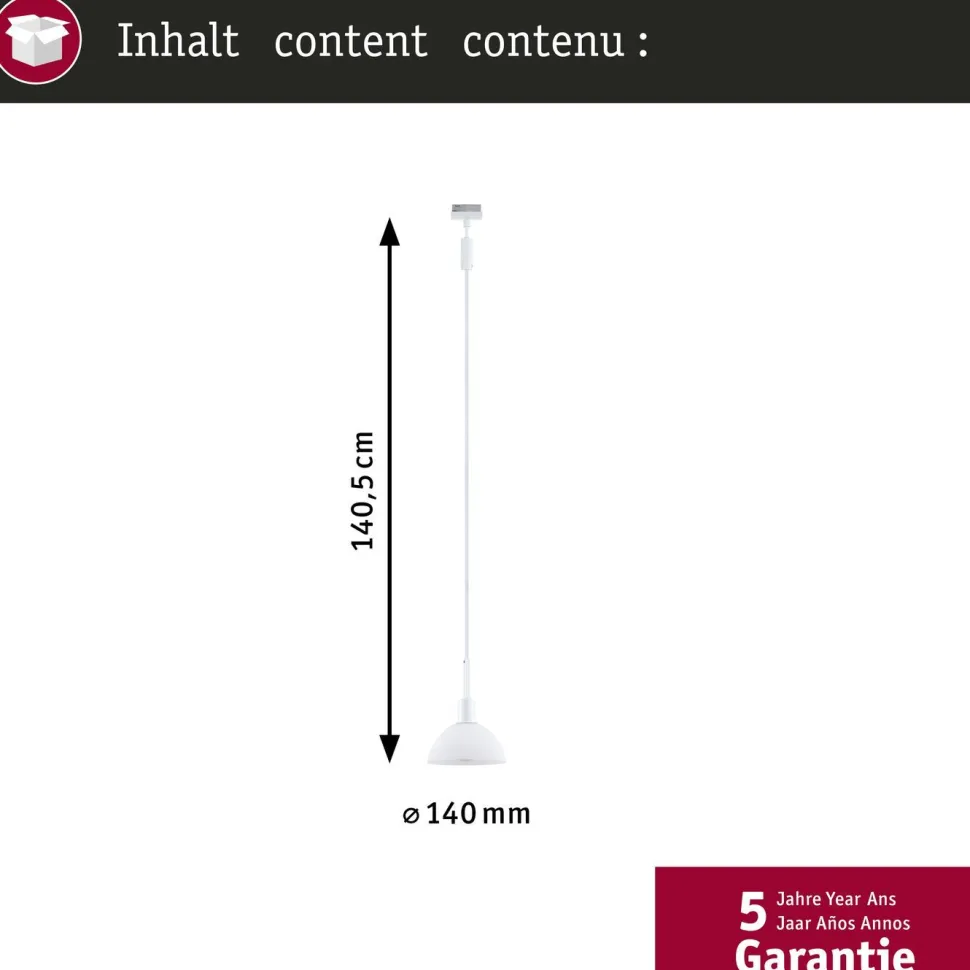 Riippuvalaisin Paulmann URail Sarrasani E14 max. 20W himmennettävä valkoinen