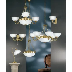 Riippuvalaisin Savoy Ø 740x1100 mm 6+1-osainen pronssi/valkoinen