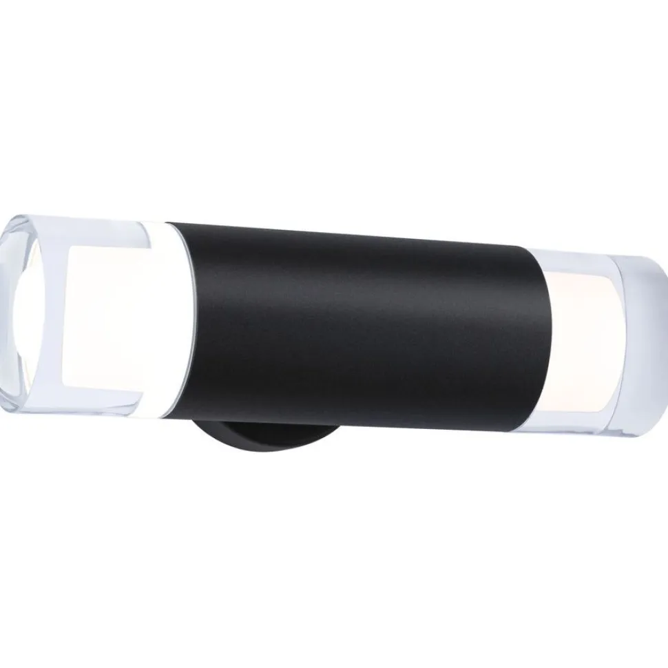 Seinä-/kattovalaisin Paulmann Kame, 27cm, IP44, 3000K, 2x460lm, 230V, 2x4W, signaalimusta