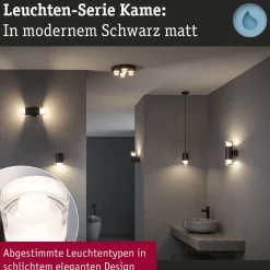 Seinä-/kattovalaisin Paulmann Kame, 27cm, IP44, 3000K, 2x460lm, 230V, 2x4W, signaalimusta