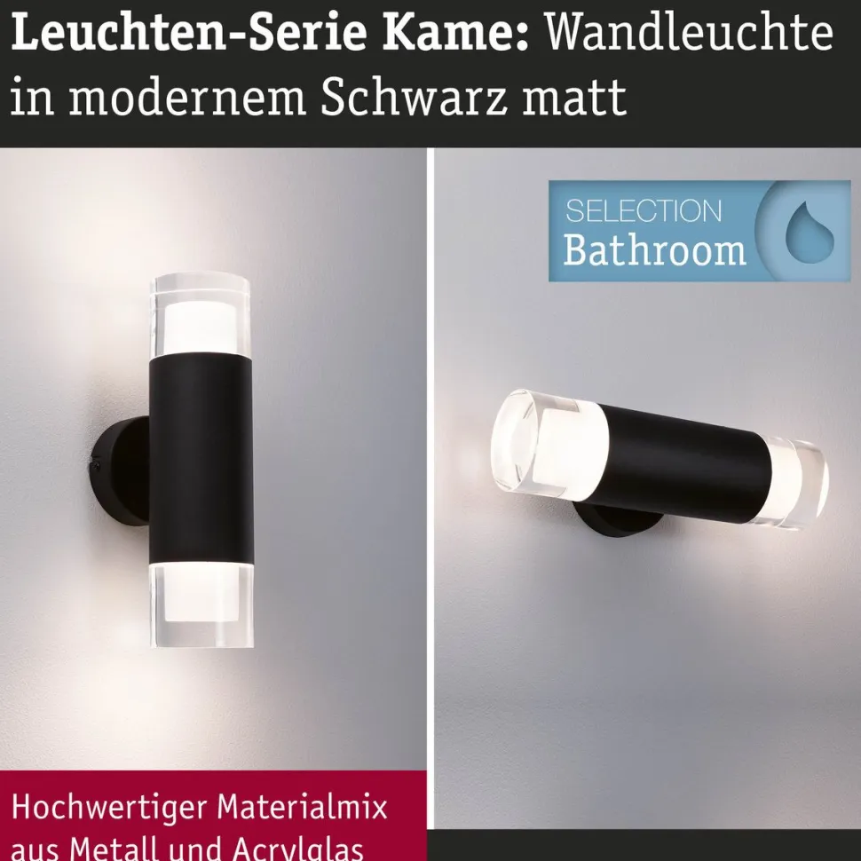 Seinä-/kattovalaisin Paulmann Kame, 27cm, IP44, 3000K, 2x460lm, 230V, 2x4W, signaalimusta