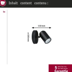 Seinäspotti Paulmann Zyli IP44 GU10 max. 10W himmennettävä mattamusta
