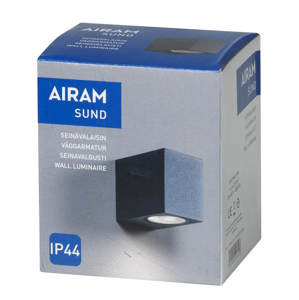 Seinävalaisin Airam Sund, max 11W, GU10, 80x68x93mm, IP44, antrasiitti/kirkas