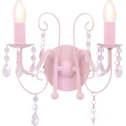 Seinävalaisin helmillä pinkki 2 x e14 polttimoa