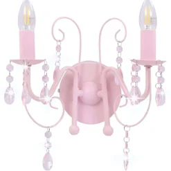 Seinävalaisin helmillä pinkki 2 x e14 polttimoa