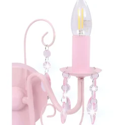 Seinävalaisin helmillä pinkki 2 x e14 polttimoa