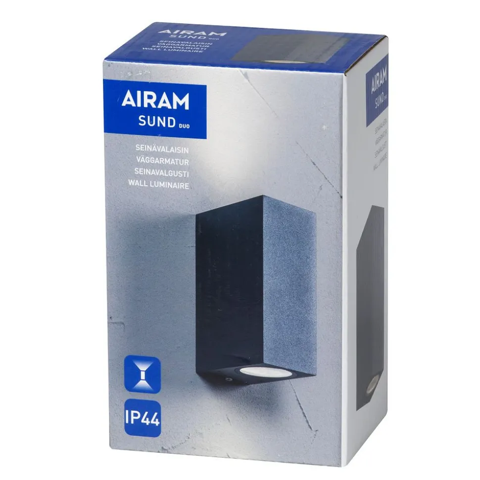 Seinävalaisin Airam Sund Double, max 2x7W, GU10, 150x68x93mm, IP44, antrasiitti/kirkas