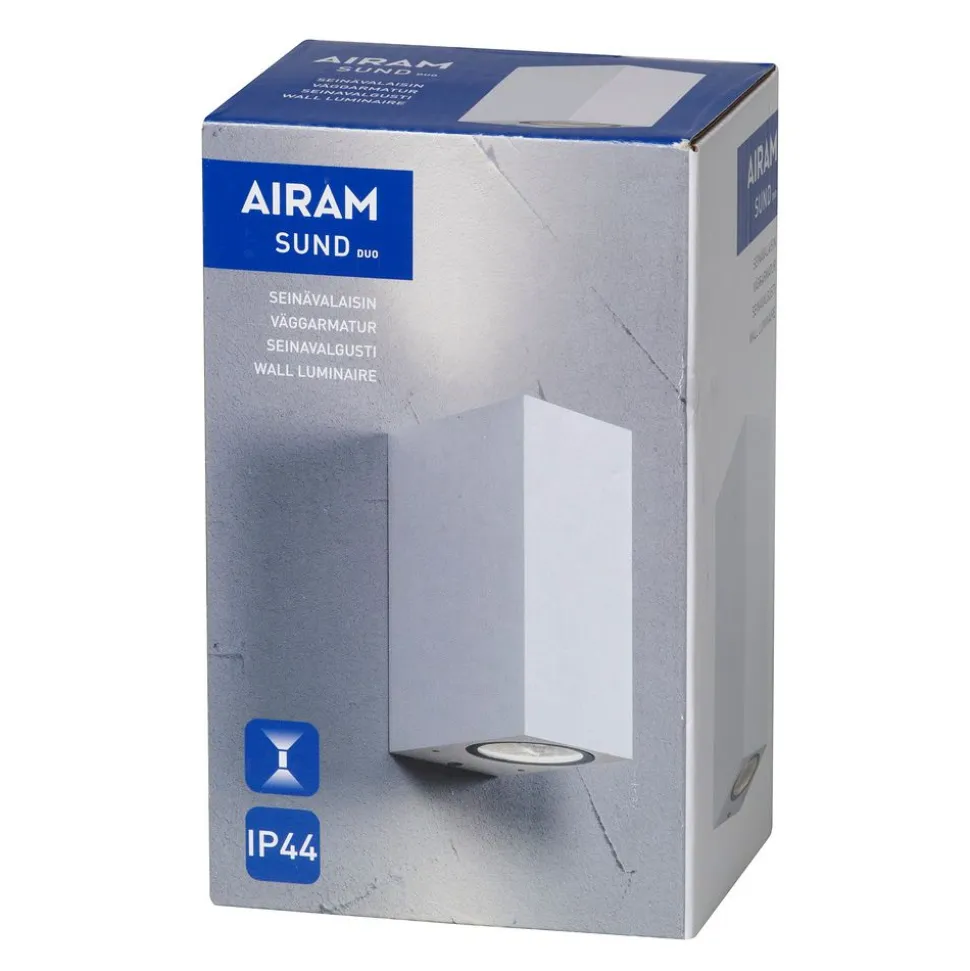 Seinävalaisin Airam Sund Double, max 2x7W, GU10, 150x68x93mm, IP44, valkoinen/kirkas