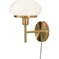 Seinävalaisin Aneta Lighting August New, E14, metalli/lasi, mattamessinki/valkoinen