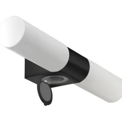 Seinävalaisin Aneta Lighting Cosenza 2-osainen pistorasialla IP44 musta