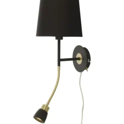 Seinävalaisin Aneta Lighting Eketorp musta/messinki