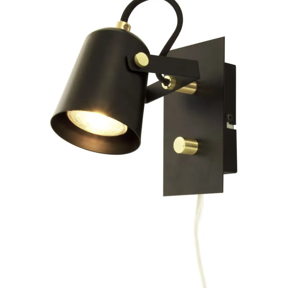 Seinävalaisin Aneta Lighting Metz musta/mattamessinki