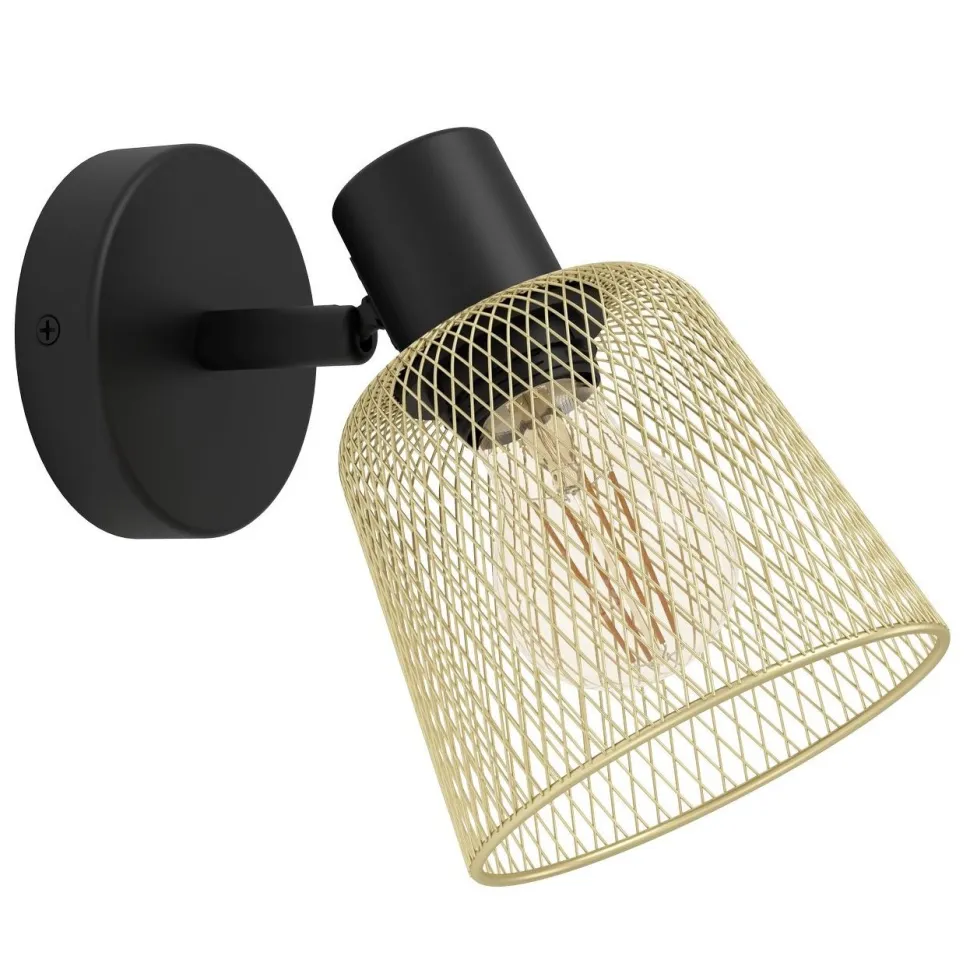 Seinävalaisin Eglo Coslada, E27, 40W, IP20, messinki/musta