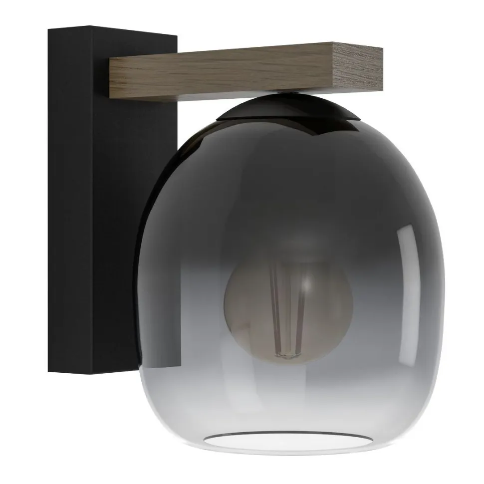 Seinävalaisin Eglo Filago, E27, 40W, IP20, harmaa savulasi/puu