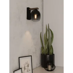 Seinävalaisin Eglo Filago, E27, 40W, IP20, harmaa savulasi/puu