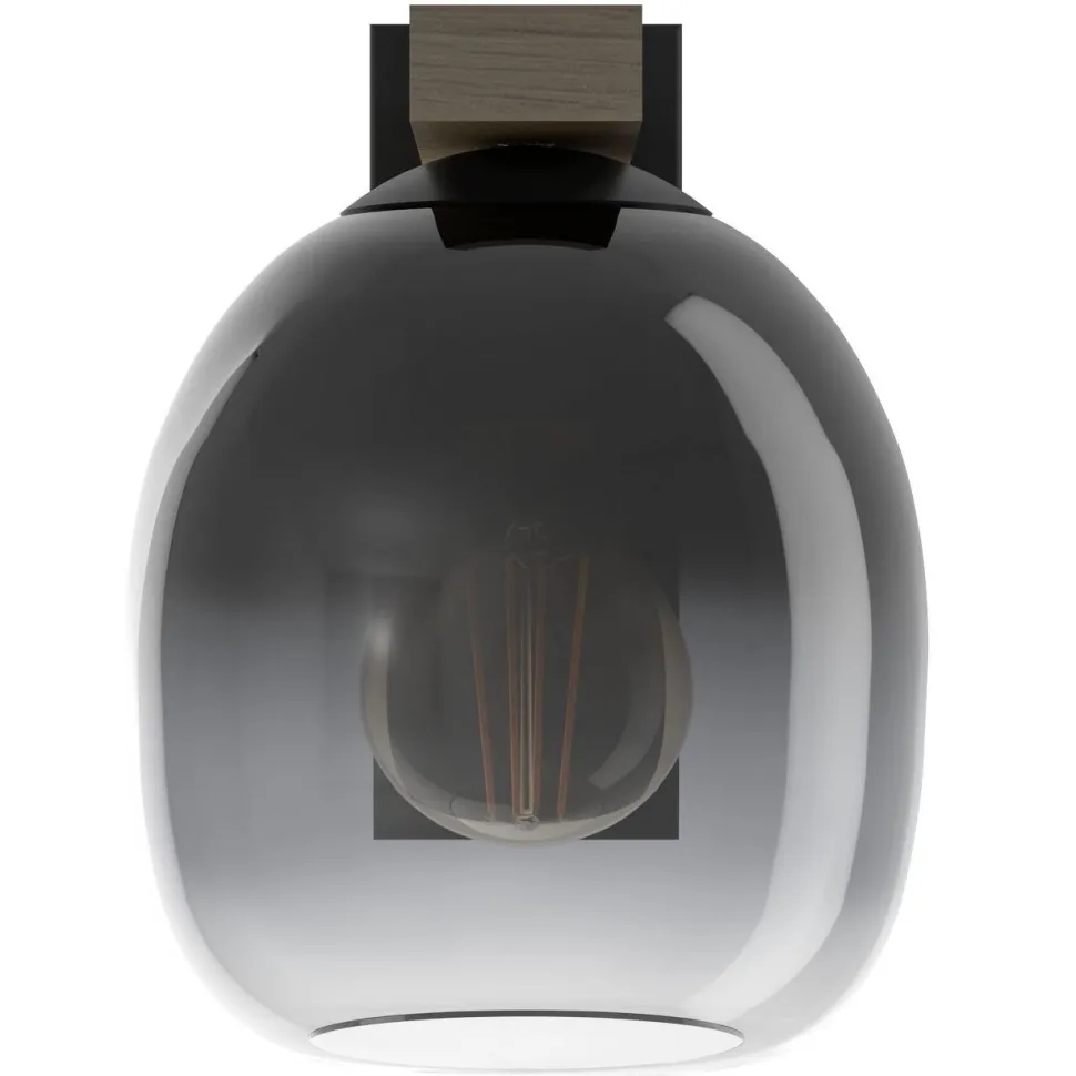 Seinävalaisin Eglo Filago, E27, 40W, IP20, harmaa savulasi/puu
