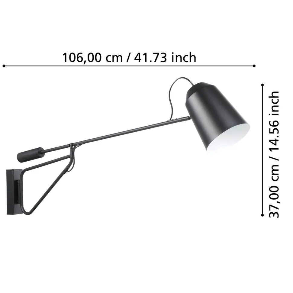 Seinävalaisin Eglo Loreto 1 28W 14x103x35cm musta/valkoinen