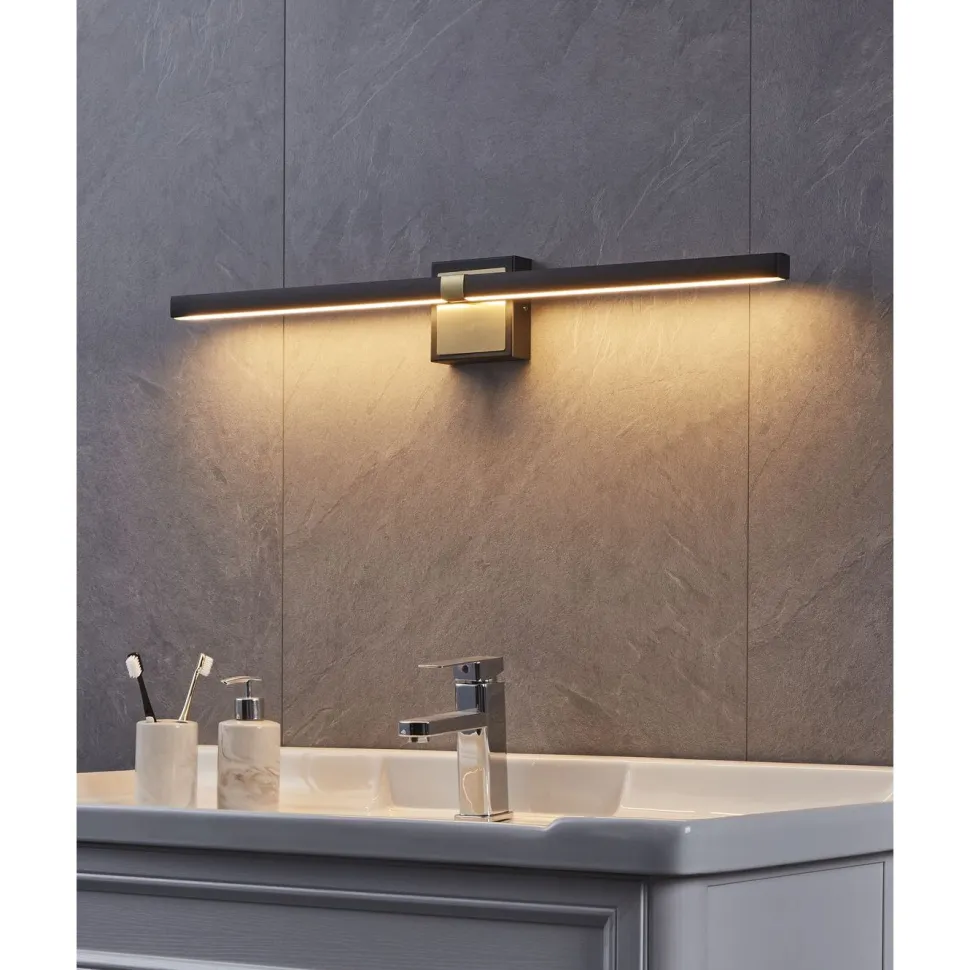 Seinävalaisin Eglo Peguera, 60cm, LED, 11W, IP44, musta/messinki