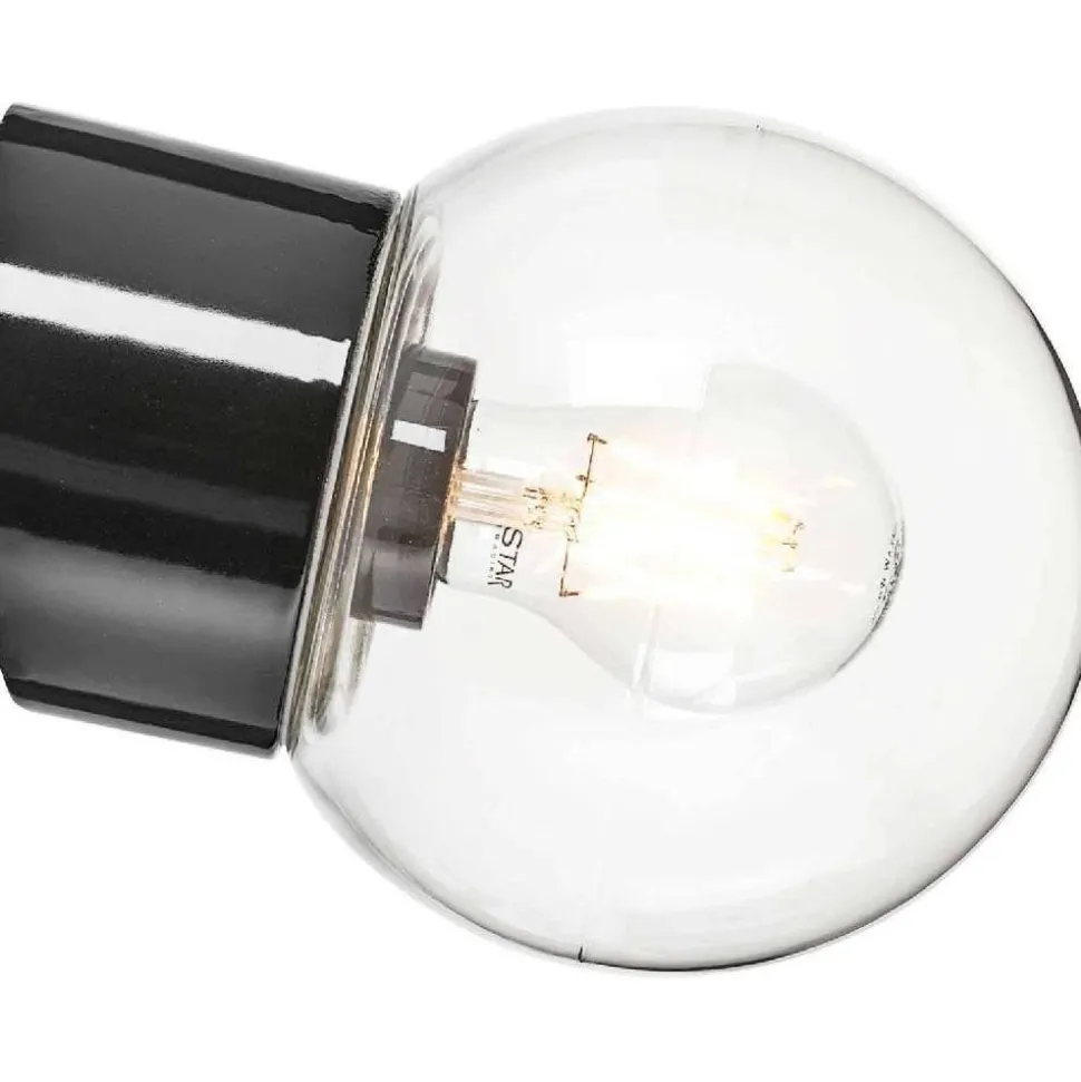 Seinävalaisin Ifö Electric Classic Glob Ø150mm kirkas kupu musta vino IP54