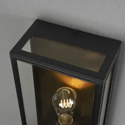 Seinävalaisin Konstsmide Carpi S E27 musta/messinki