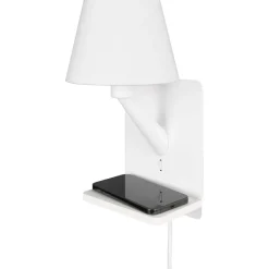 Seinävalaisin latausasemalla Trio Comfort E14 valkoinen