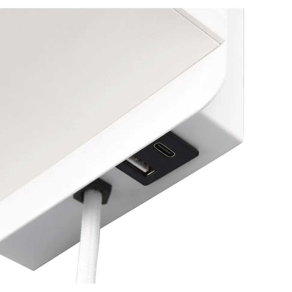 Seinävalaisin latausasemalla Trio Comfort E14 valkoinen