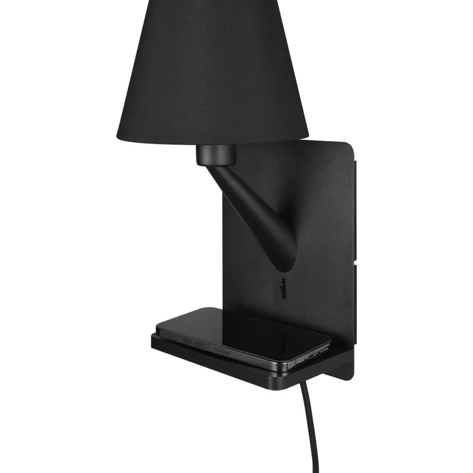 Seinävalaisin latausasemalla Trio Comfort E14 valkoinen