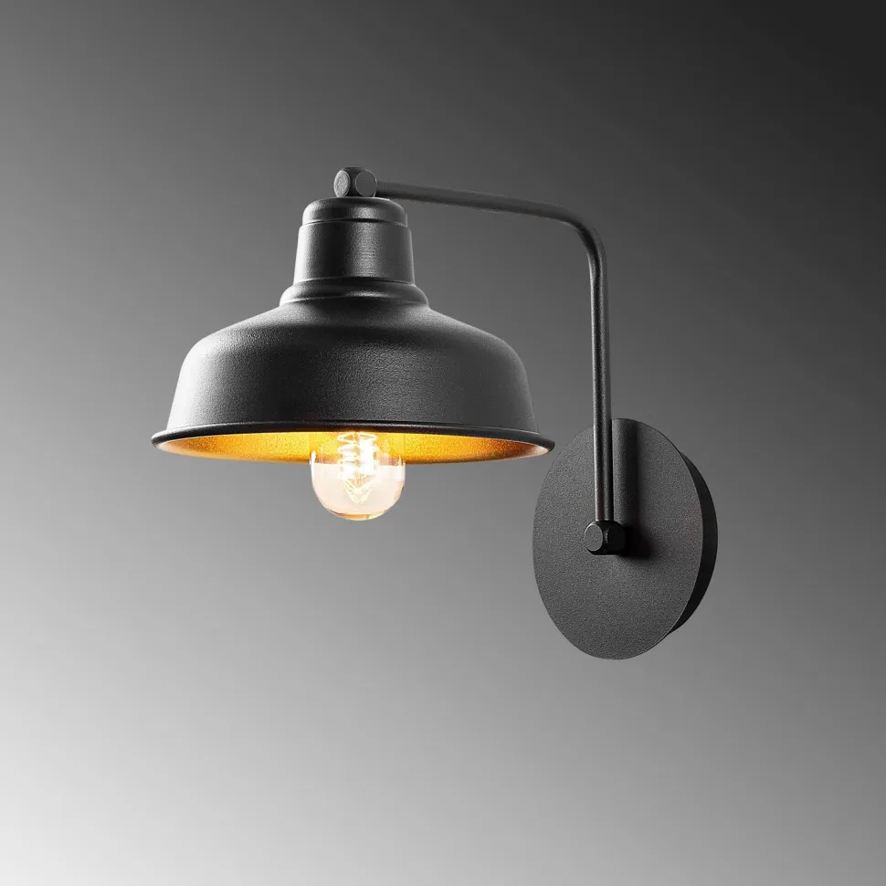 Seinävalaisin Linento Lighting Berceste, musta, Ø19cm