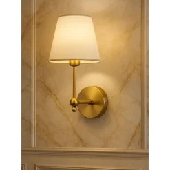 Seinävalaisin Linento Lighting BRZ-540061, ø10-15cm, E27, max. 40W, IP20, kulta/valkoinen