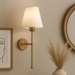 Seinävalaisin Linento Lighting 241968, ø13cm, E27, max. 40W, IP20, kerma/kulta