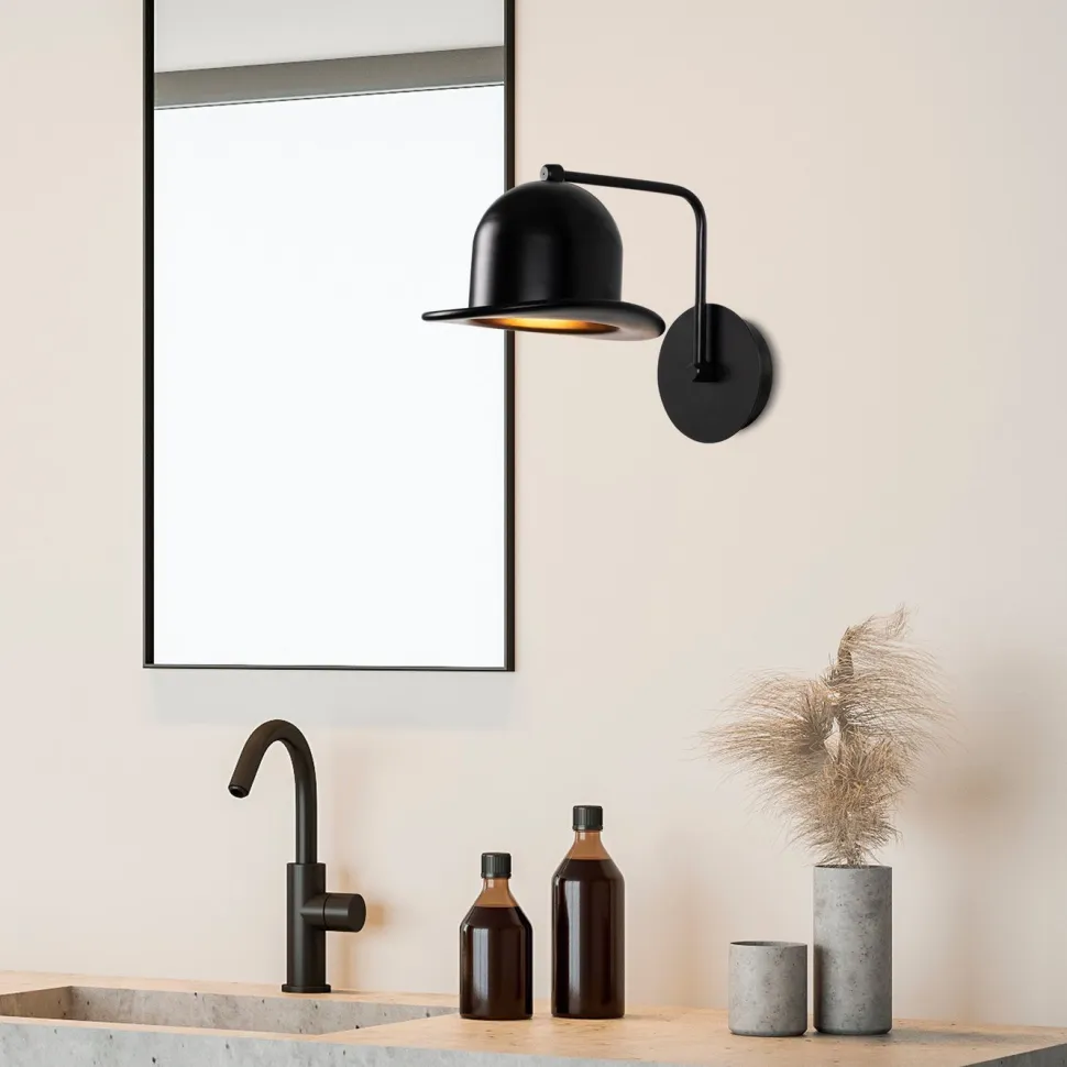 Seinävalaisin Linento Lighting Fötr Sivani, Ø19cm, E27, musta