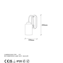 Seinävalaisin Linento Lighting Hemikilo 13161, 28cm, musta/valkoinen