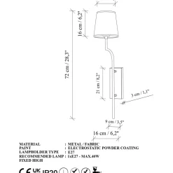 Seinävalaisin Linento Lighting Lumora, E27, kulta/valkoinen