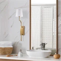 Seinävalaisin Linento Lighting Lumora, E27, kulta/valkoinen