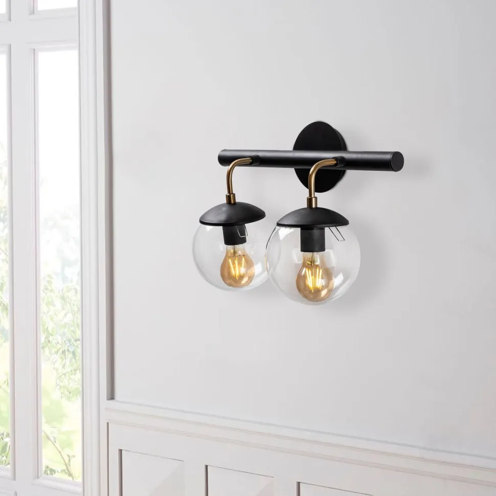 Seinävalaisin Linento Lighting Merri 2-osainen musta