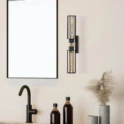 Seinävalaisin Linento Lighting Minot 2-osainen musta/kulta