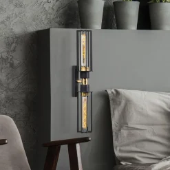 Seinävalaisin Linento Lighting Minot 2-osainen musta/kulta