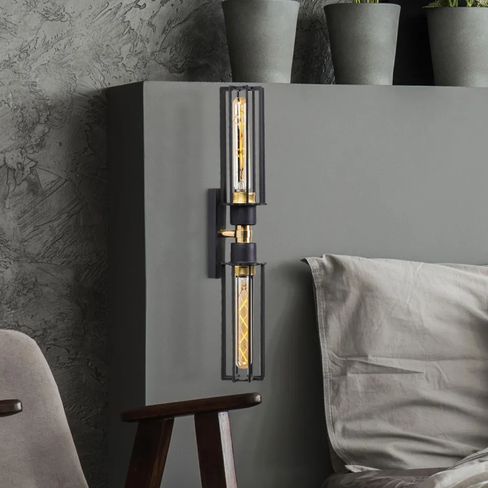 Seinävalaisin Linento Lighting Minot 2-osainen musta/kulta