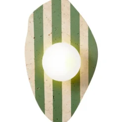 Seinävalaisin Linento Lighting Traver beige/valkoinen/vihreä