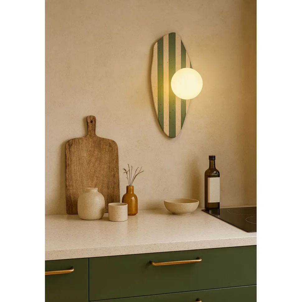 Seinävalaisin Linento Lighting Traver beige/valkoinen/vihreä
