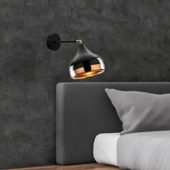 Seinävalaisin Linento Lighting Yildo 6901, 17x28cm, musta/kupari