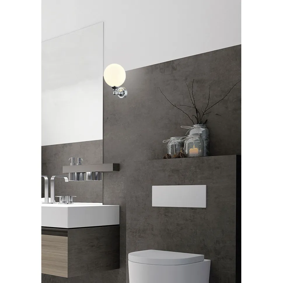 Seinävalaisin Lugano IP44 120x150x200 mm kromi/valkoinen