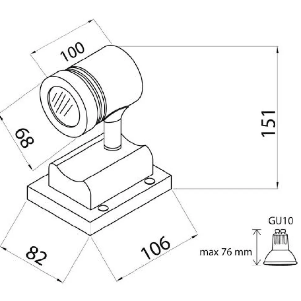 Seinävalaisin Lumia-spotti AVN07GH IP44 50W grafiitinharmaa suunnattava