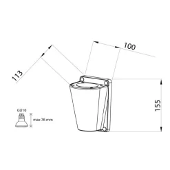 Seinävalaisin Lumia-spotti AVN03GH IP44 50W grafiitinharmaa ylösvalo