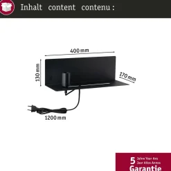 Seinävalaisin Paulmann Devara, USB C, E27, himmennettävä, mattamusta