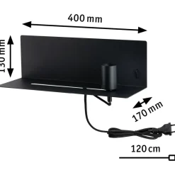 Seinävalaisin Paulmann Devara, USB C, E27, himmennettävä, mattamusta