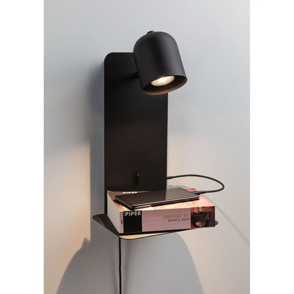 Seinävalaisin Paulmann Malena, USB C, GU10, mattamusta