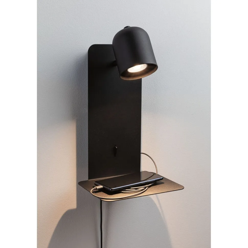 Seinävalaisin Paulmann Malena, USB C, GU10, mattamusta