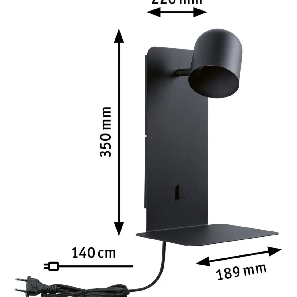 Seinävalaisin Paulmann Malena, USB C, GU10, mattamusta