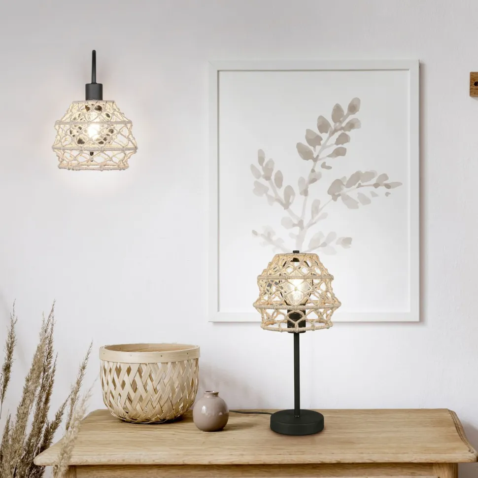 Seinävalaisin Trio Hive, E27, luonnollinen väri/hamppu